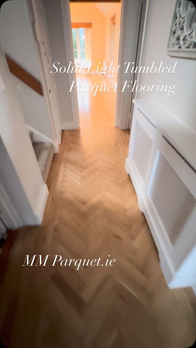 Supplied and fitted this stunning light tumbled herringbone flooring with traditional double boarder in the whole house including kitchen area , which is finished with a 4 coat process with Bona Traffic also a enhanced colour tone was applied, #solidparquetflooring #tumbledparquetflooring #parquetfloors #parquetflooringdublin #parquetflooring