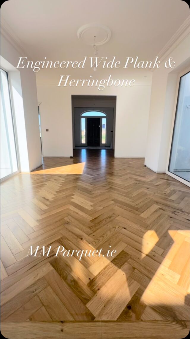 Full supply and fit at this stunning newly built property in county Wexford of wide plank flooring and herringbone parquet flooring . All floors were fitted with a glued down system to maximise the heat from the UFHeating system #parquetflooring #parquetflooringwexford #plankflooring #parquetflooringkilkenny #parquetflooringkildare #parquetfloors #tumbledparquetflooring #solidparquetflooring